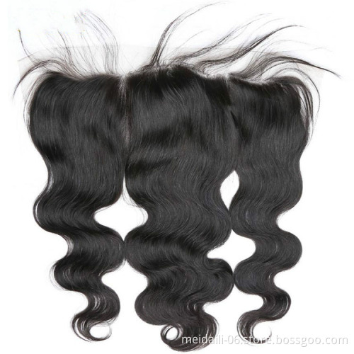 13x4 Lace Frontal Body Wave Closure 100% Peruvian Remy Hair Ear To Ear Natural Hairline With Baby Hair